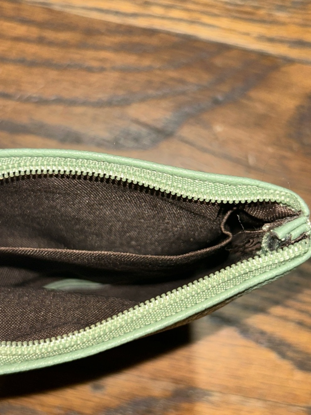 Minimal Double-Zip Keychain Coin Purse in Sage Green - Picture 6 of 7